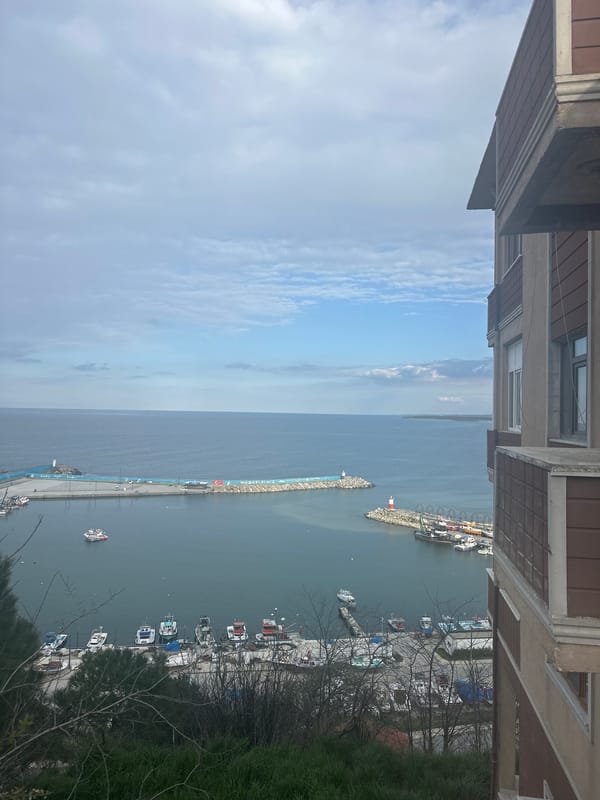 Harbor view captured from elevated position in Arnavutköy, Turkey