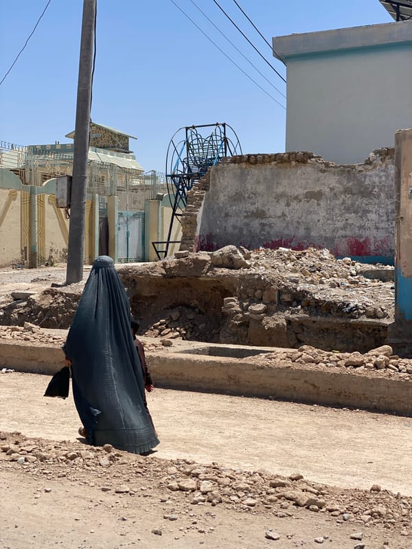 Everyday street life in Kandahar on a clear summer morning