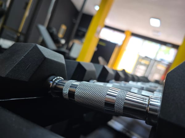 Gym dumbbells photographed in unknown location