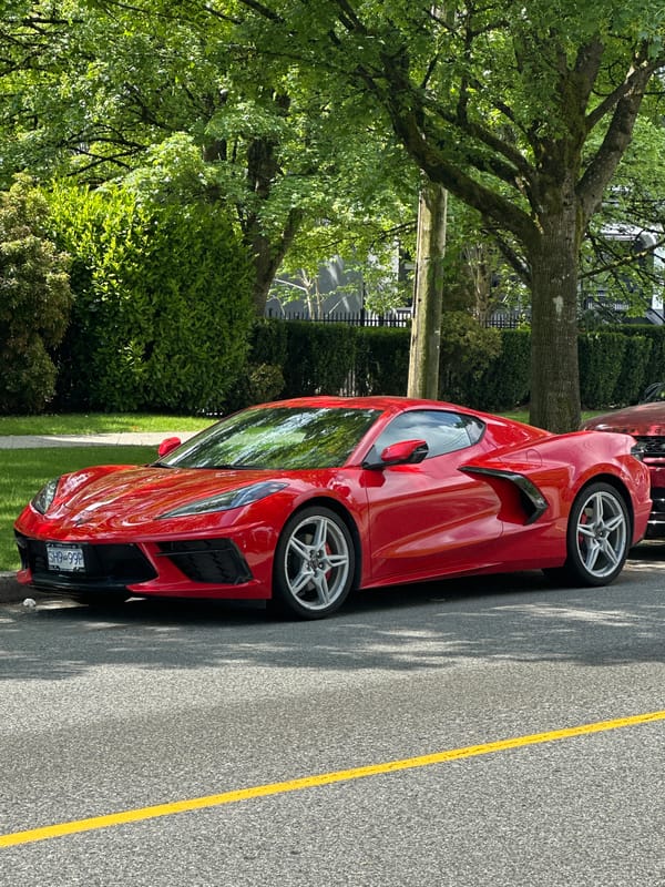 Red Corvette spotted parked on New Westminster street