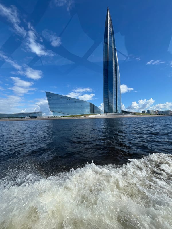 Cruising past the Lakhta Center on the Neva River