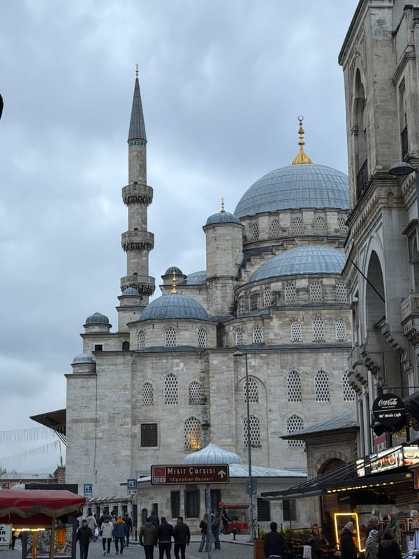 Tourist captures Istanbul mosque district, sweets, cobblestone streets