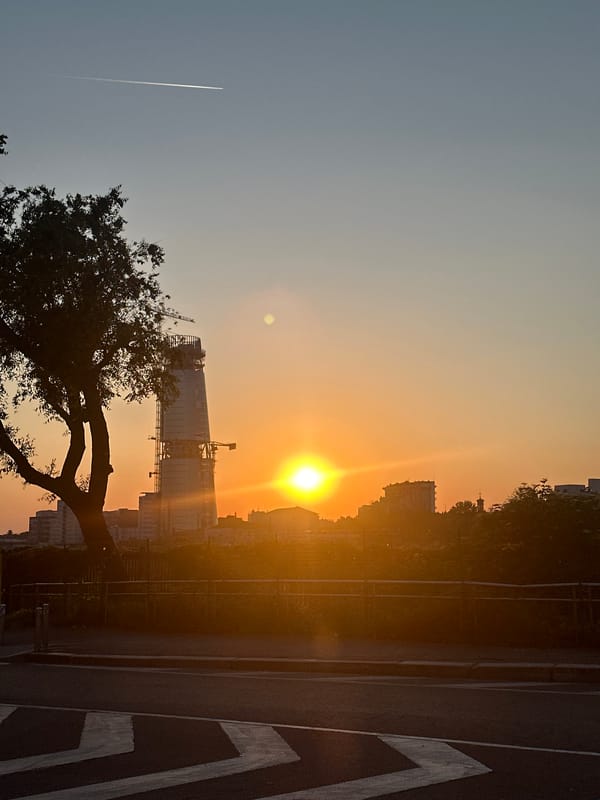 Witness captures Milan sunset with warm urban lighting