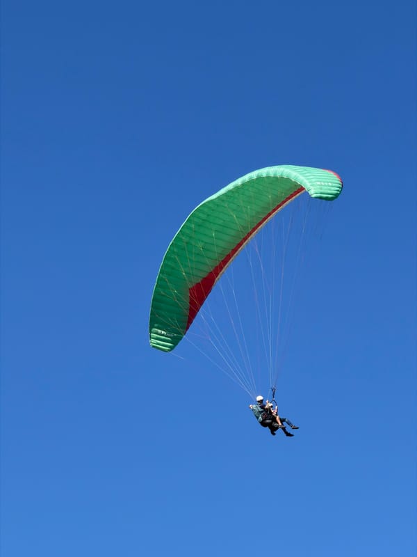 Tandem paragliding session documented near Table Mountain, Cape Town