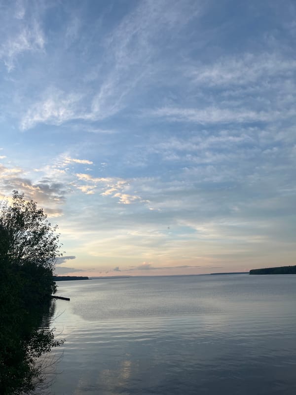 Twilight waterfront scene observed in Chaikovsky, Russia