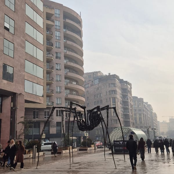 Morning walkthrough captures routine Yerevan city life across downtown