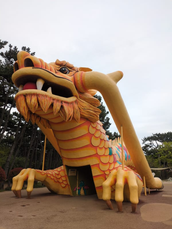 Colorful dragon statues spotted in Ulsan park walkways