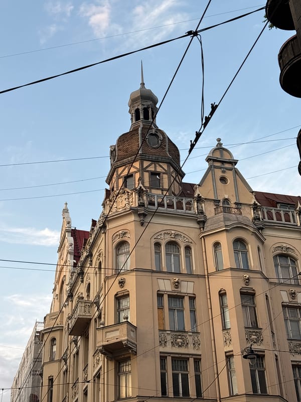 Riga streets and architecture at golden hour