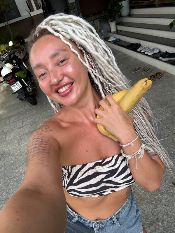 Selfie series with bananas on a Nha Trang street