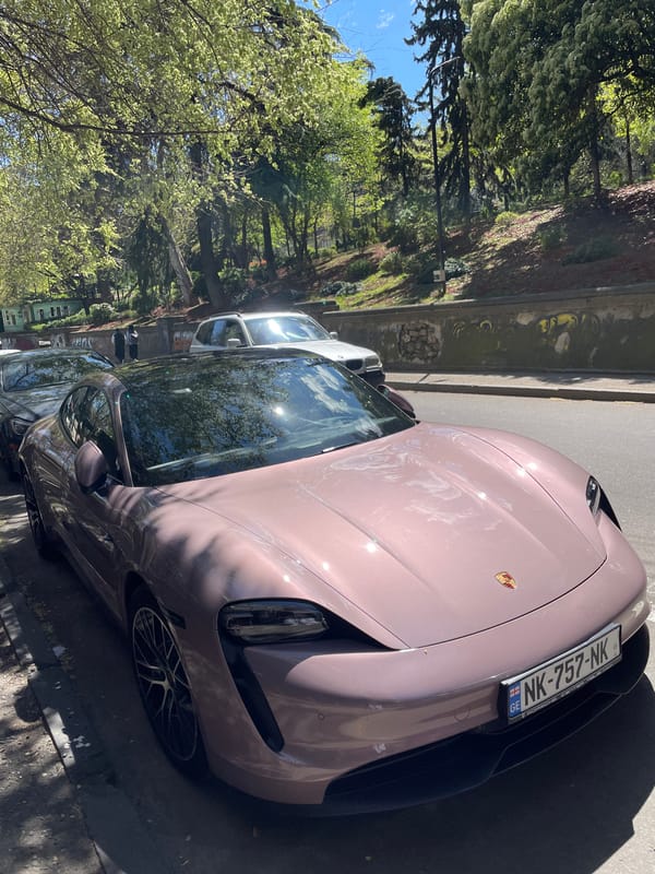 Purple Porsche spotted parked on Tbilisi street