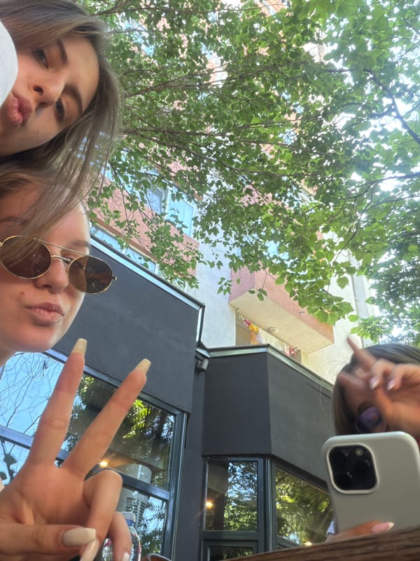 Young women document casual cafe outing in Blagoevgrad