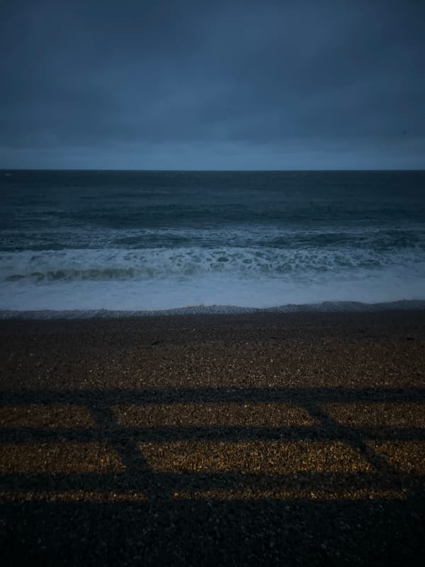 Twilight scenes captured along Étretat coastline during evening hours