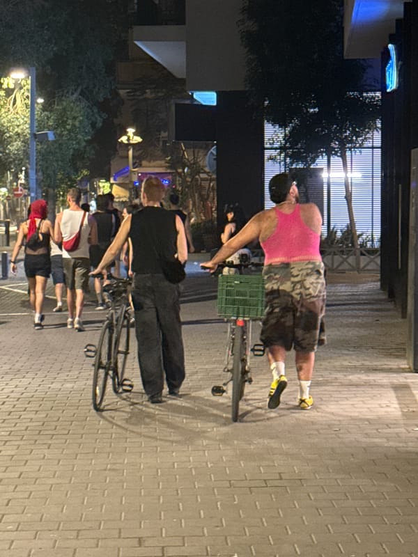 Evening cyclists and traffic documented in Tel Aviv streets