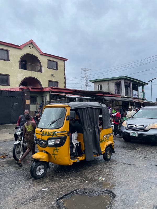 Rainy morning street life in Ado, Nigeria
