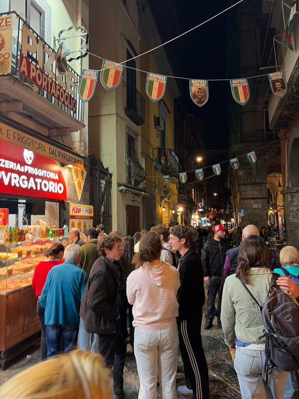 Traditional Neapolitan pizza served in Naples dining establishment