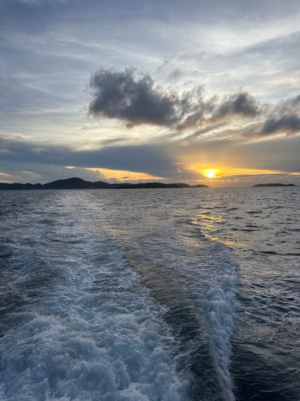 Boat journey captured during sunset off Pattaya coast
