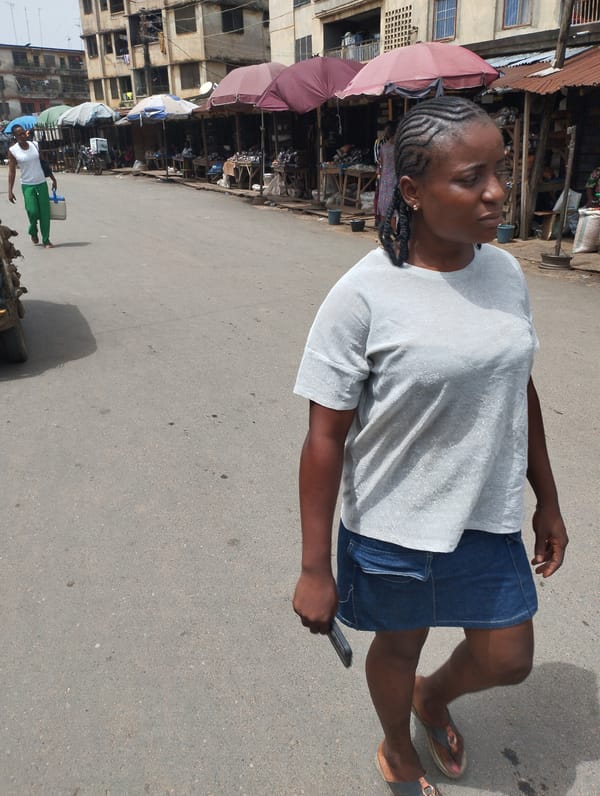 Daily life unfolds in Fegge Nigeria market district