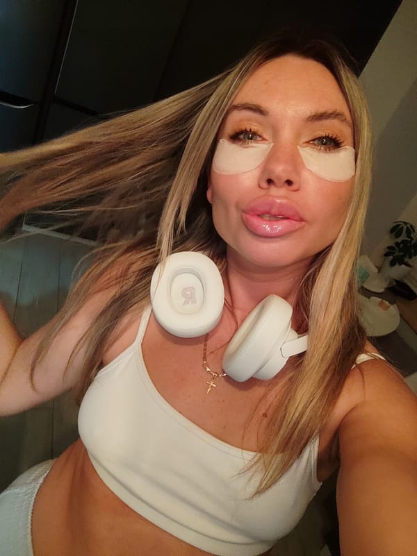 Woman takes selfie with skincare patches in Votkinsk