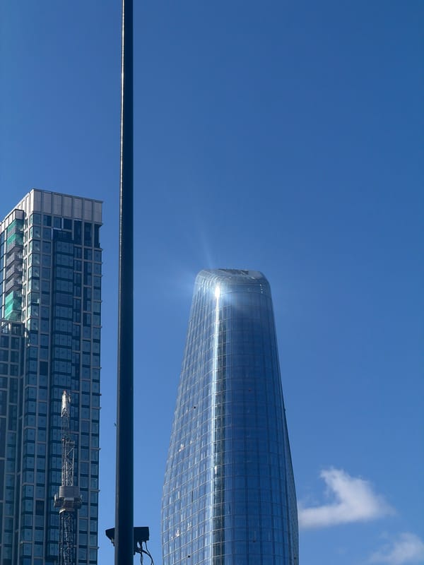 Clear day view of City of London skyscrapers