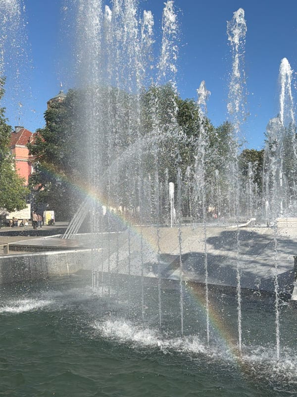 Municipal outdoor concert and fountain display in Pleven, Bulgaria