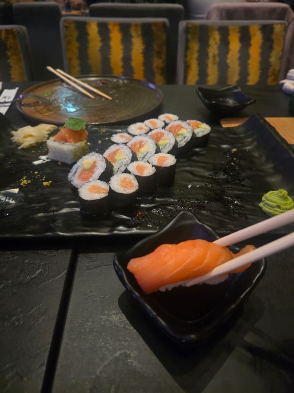 Evening sushi dinner documented at Sofia restaurant