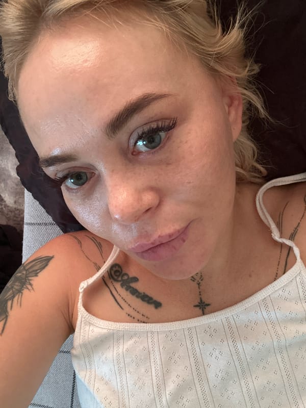 Morning selfie session: blonde woman captures 23 sequential photos