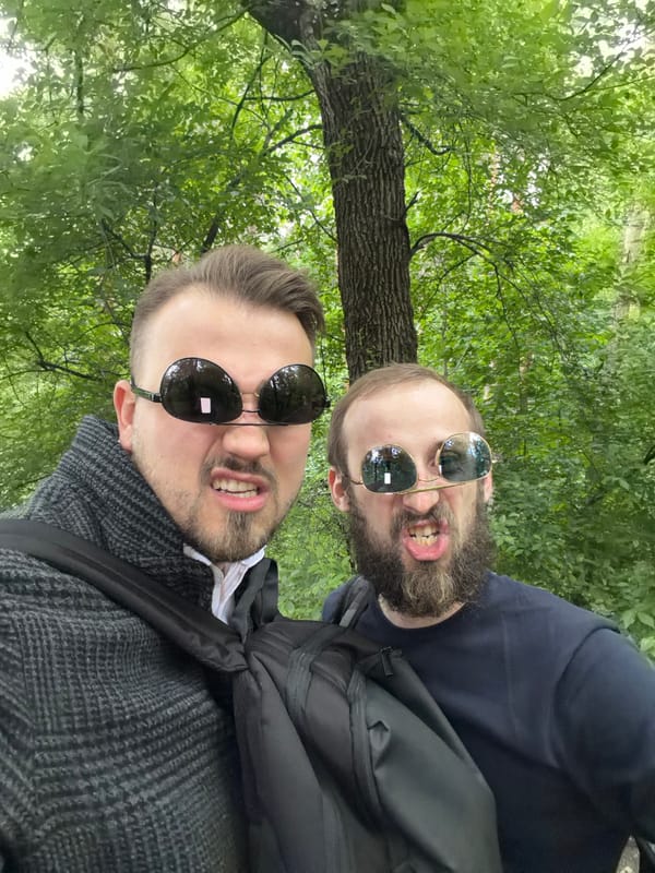 Two friends enjoy electric rides and photos in Moscow park