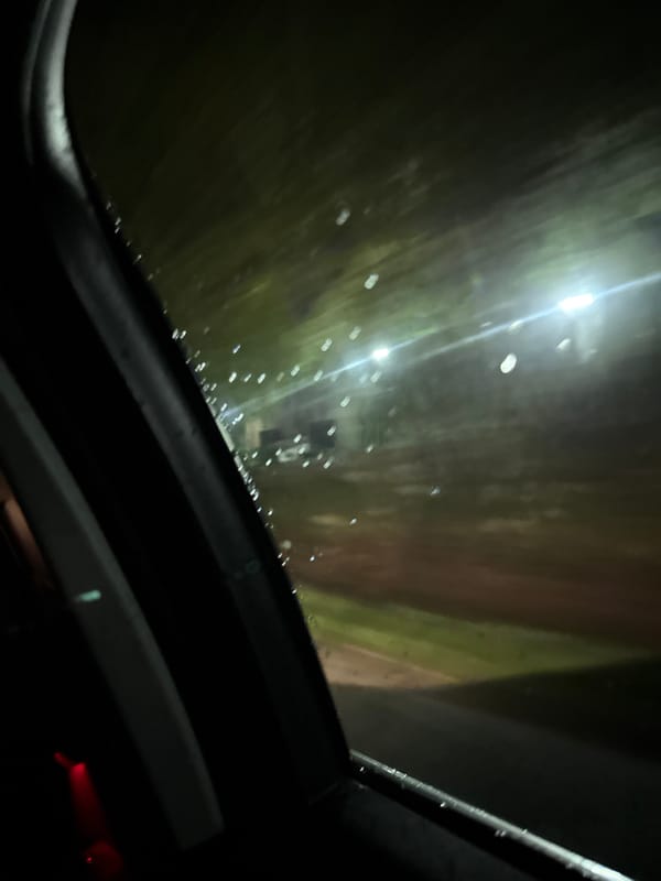 Rainy night drive documented in Slavyani, Bulgaria