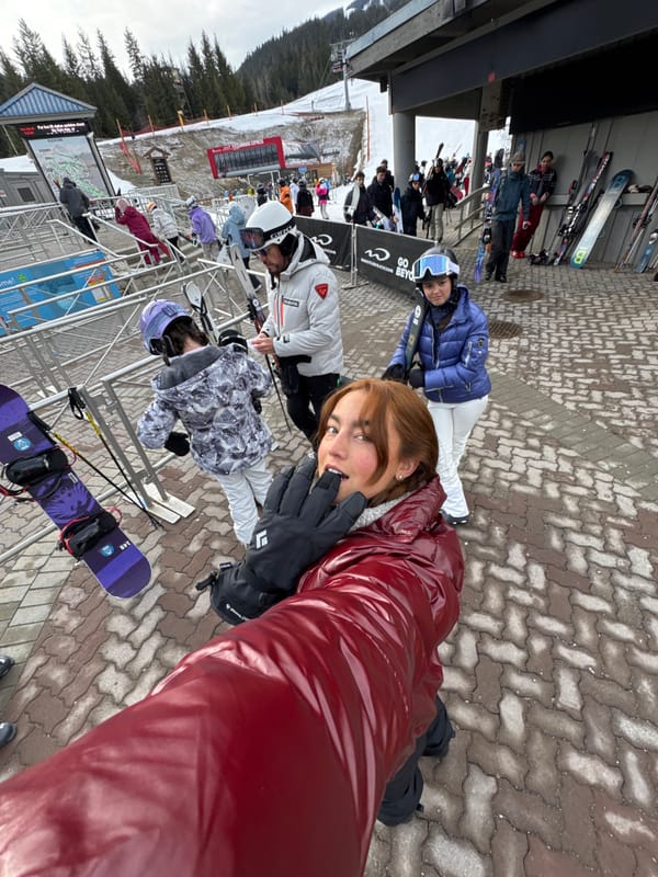 Skiers gather at Whistler resort gondola area