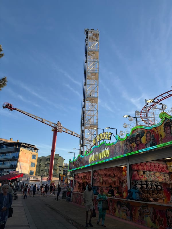 Tourist activity observed in Nesebar Bulgaria fairground and streets