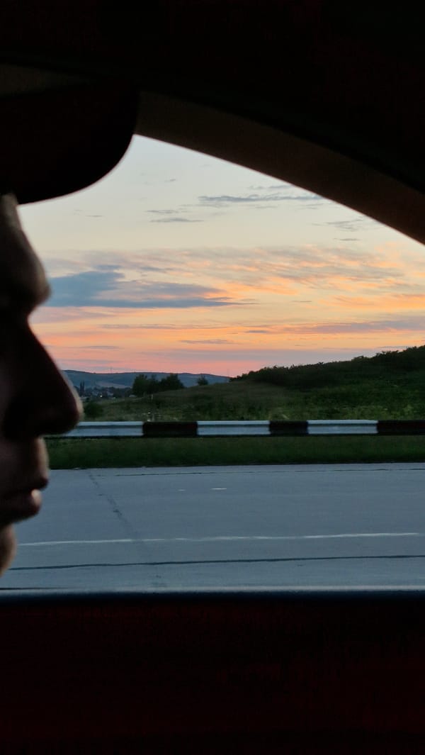Roadside profile shot from inside a vehicle in rural Moldova