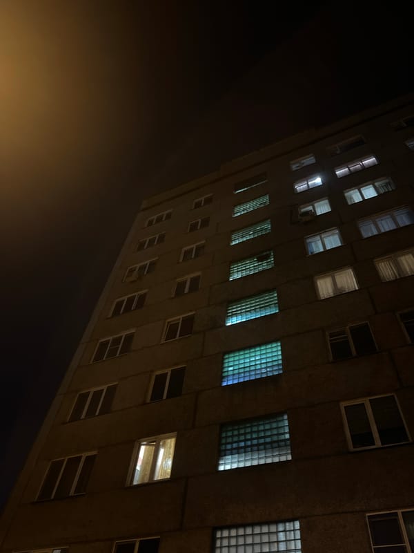 Nighttime street scenes documented in Krasnoyarsk, Russia