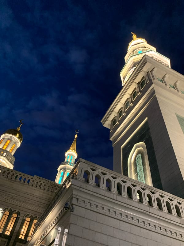 Fire engine responds near mosque, construction site at night