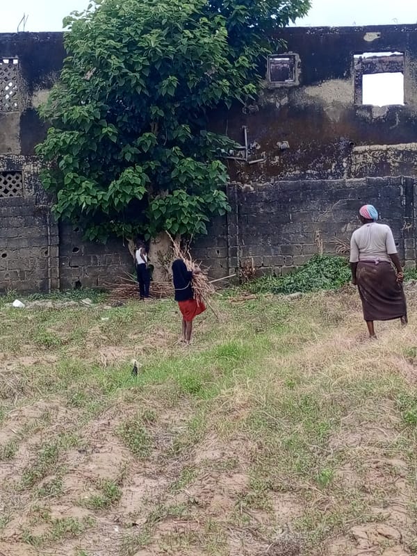 People gather in grassy field in Keffi, Nigeria
