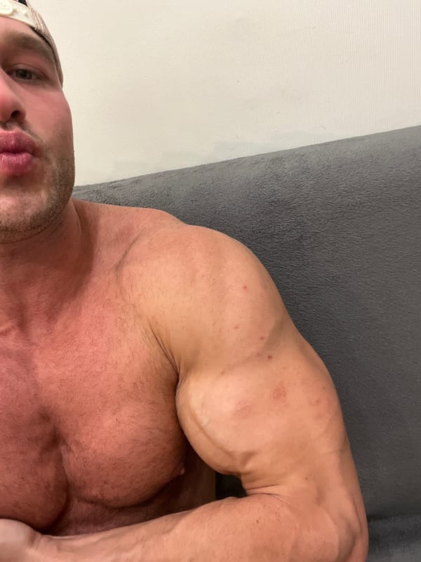 Evening physique shots and flexing poses, one aerial city view.