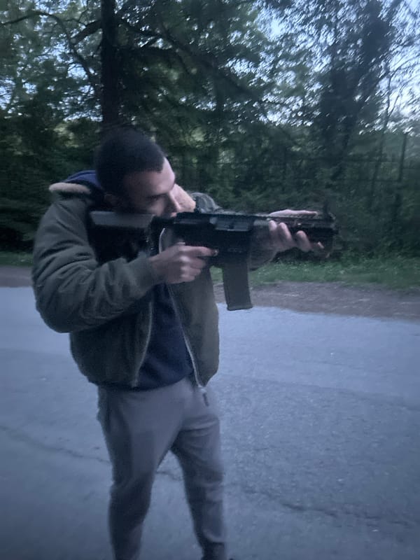 Person with firearm photographed in Veliko Tarnovo, Bulgaria