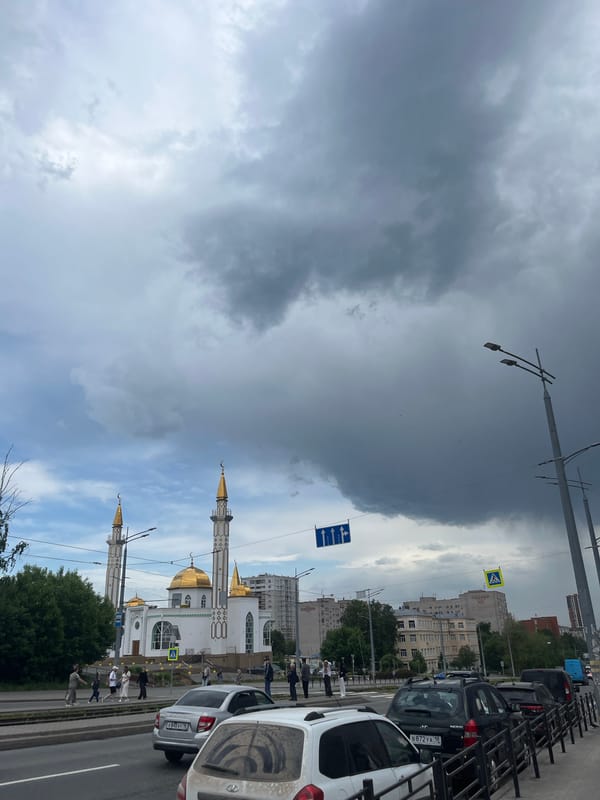 Storm clouds gather over Izhevsk as residents document daily city life