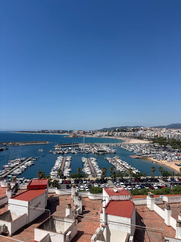 Rooftop and terrace views over Blanes marina and the Mediterranean
