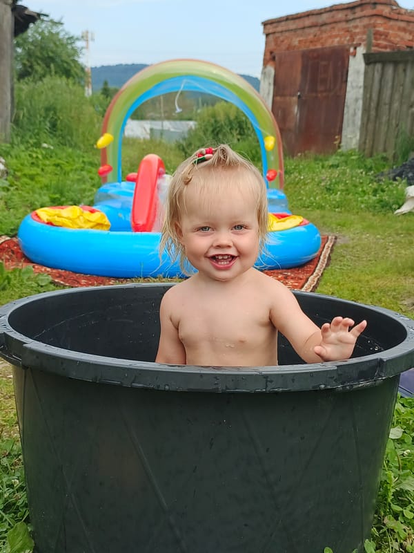 Lazy summer morning in a Russian backyard, July 2026