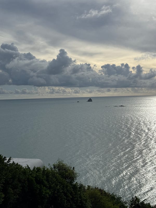 Tropical coastline explored by scooter and drone