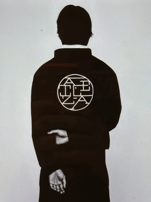 Fashion photo shoot documented in New York featuring branded clothing