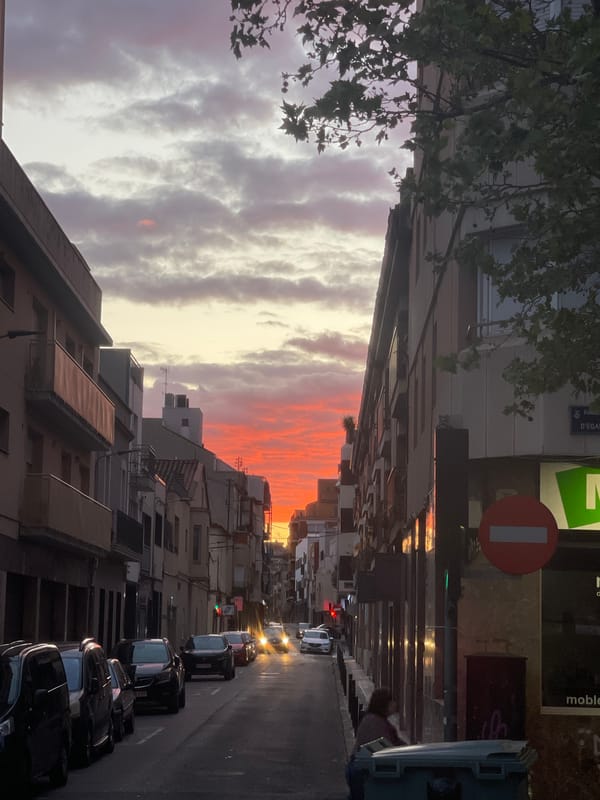 Sunset photographed from multiple angles in Terrassa, Spain