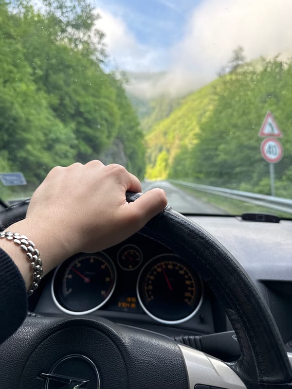 Early morning mountain drive documented near Taran, Bulgaria