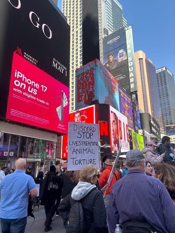 Costumed performers, protest converge in Times Square Saturday afternoon