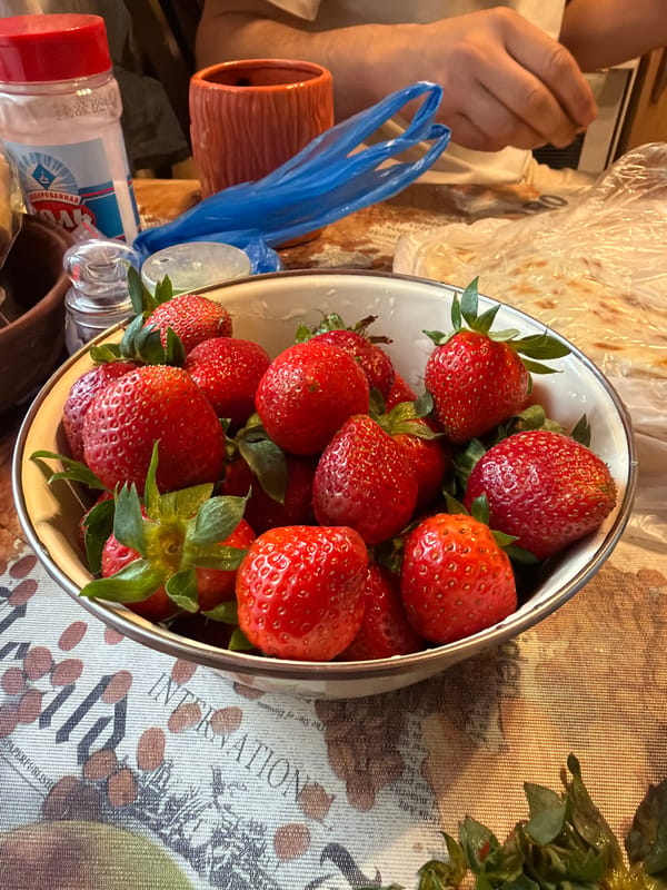 Fresh fruit and pastries observed in Moscow afternoon