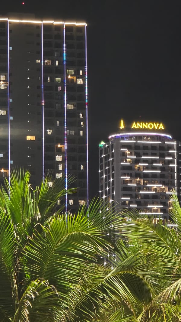 Nighttime urban scenes captured across Nha Trang, Vietnam