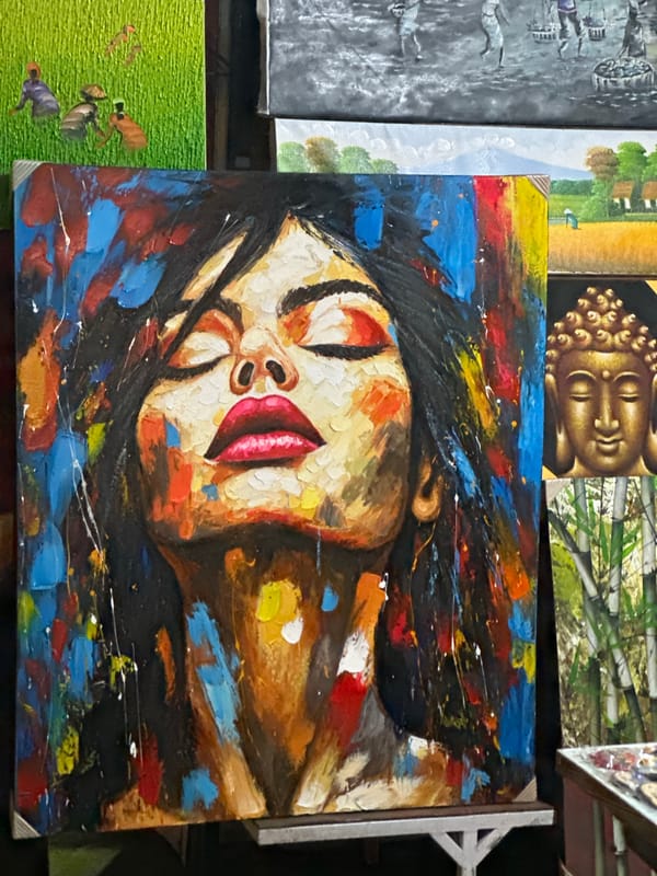 Art gallery browsing documented across Ubud District, Indonesia
