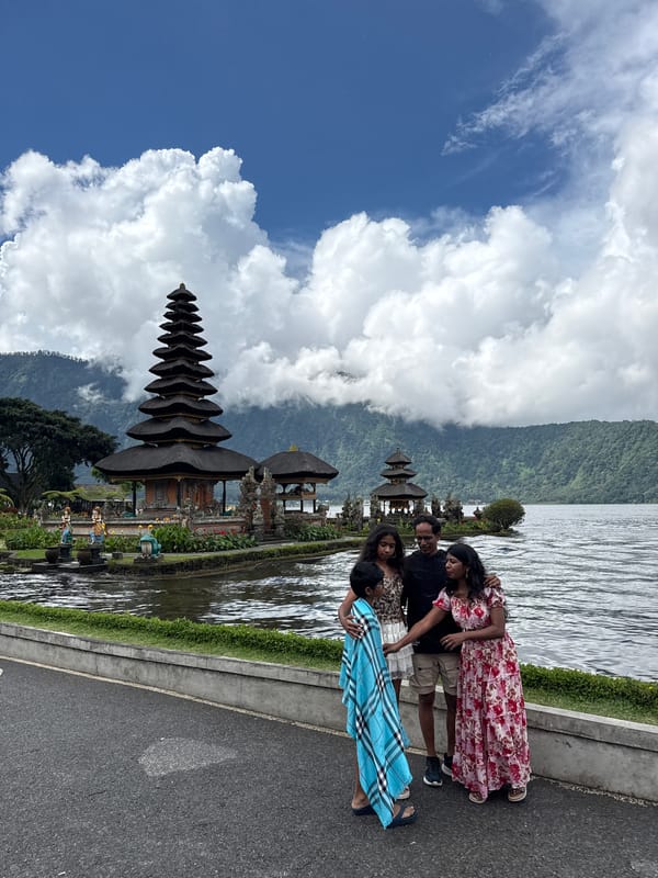 Visitors gather at Bali's iconic Ulun Danu water temple