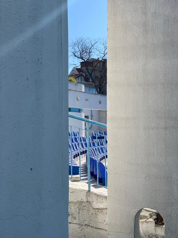 Tourist documents Pomorie Bulgaria landmarks during morning walkthrough