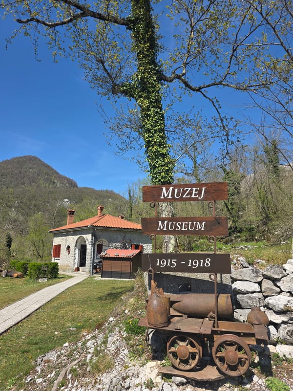 Tourist explores Mlinsko's church, WWI museum, and Soča River